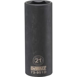 DeWalt 21 mm X 1/2 in. drive Metric 6 Point Deep Impact Socket 1 pc