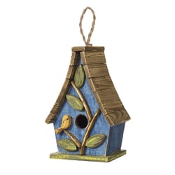 Glitzhome 9.5 in. H X 4.75 in. W X 6.5 in. L Metal and Wood Bird House