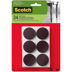 3M Scotch Felt Self Adhesive Protective Pad Brown Round 1.5 in. W X 1.5 in. L 24 pk
