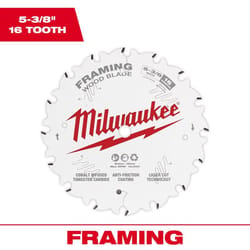Milwaukee 5-3/8 in. D X 10 mm Tungsten Carbide Framing Blade 16 teeth 1 pk