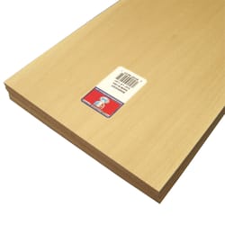 Midwest Products 3/32 in. X 8 in. W X 2 ft. L Basswood Sheet #2/BTR Premium Grade