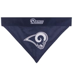 Pets First Navy/White Los Angeles Rams Cotton/Nylon Dog Collar Bandana Large/X-Large