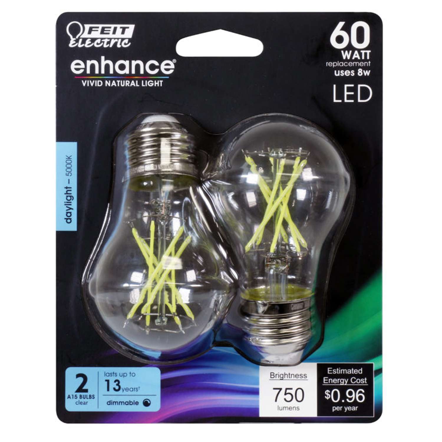 Feit Electric Enhance A15 E26 (Medium) Filament LED Bulb Daylight 60