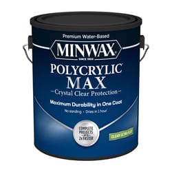 Minwax Polycrylic Max Ultra Flat Crystal Clear Water-Based Wood Finish Lacquer 1 gal