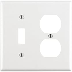 Single Pole Combination Toggle Light Switch and Outlet, White, Wall Plates  Included (2 Pack)