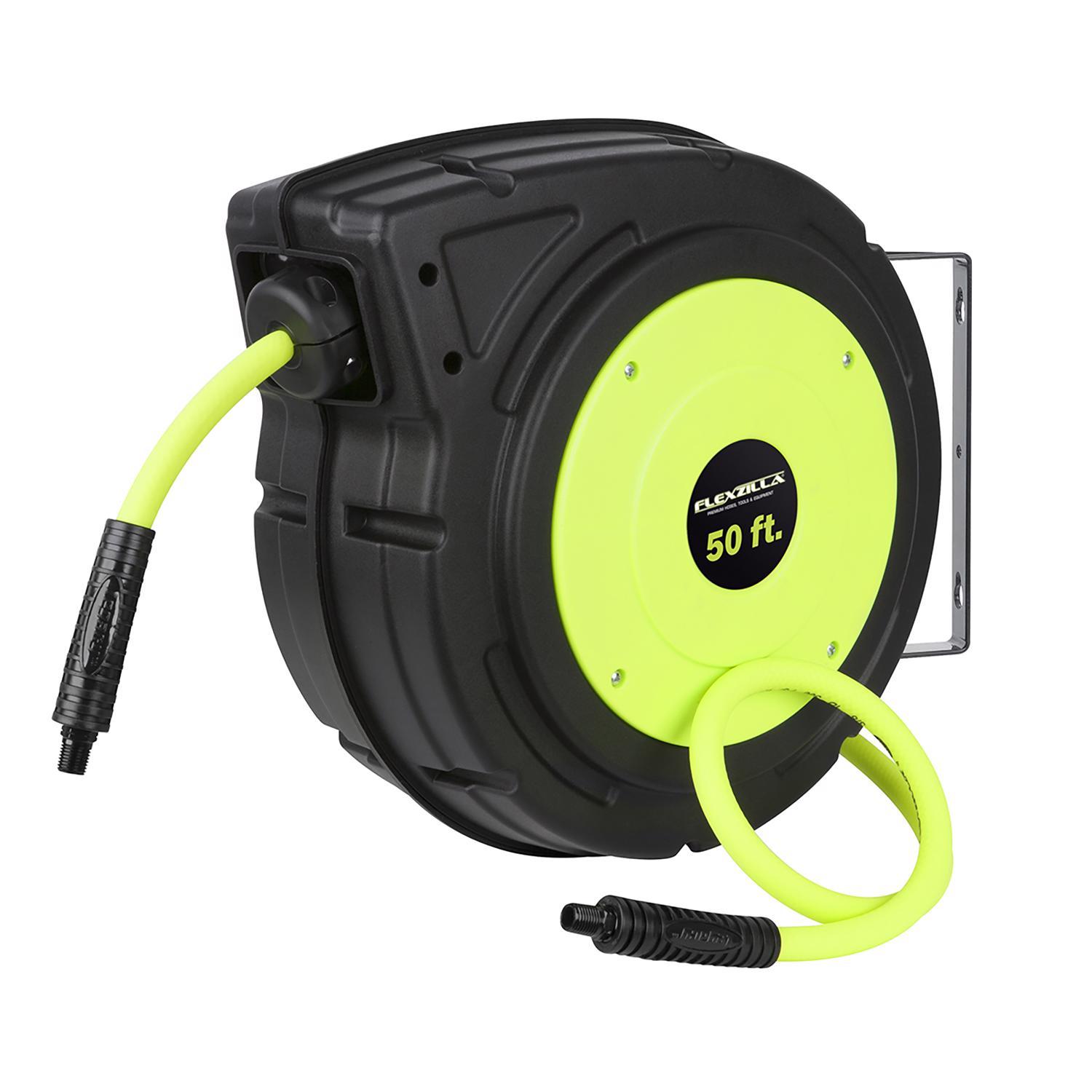 Flexzilla Enclosed Plastic Retractable Air Hose Reel, 3/8 x 50