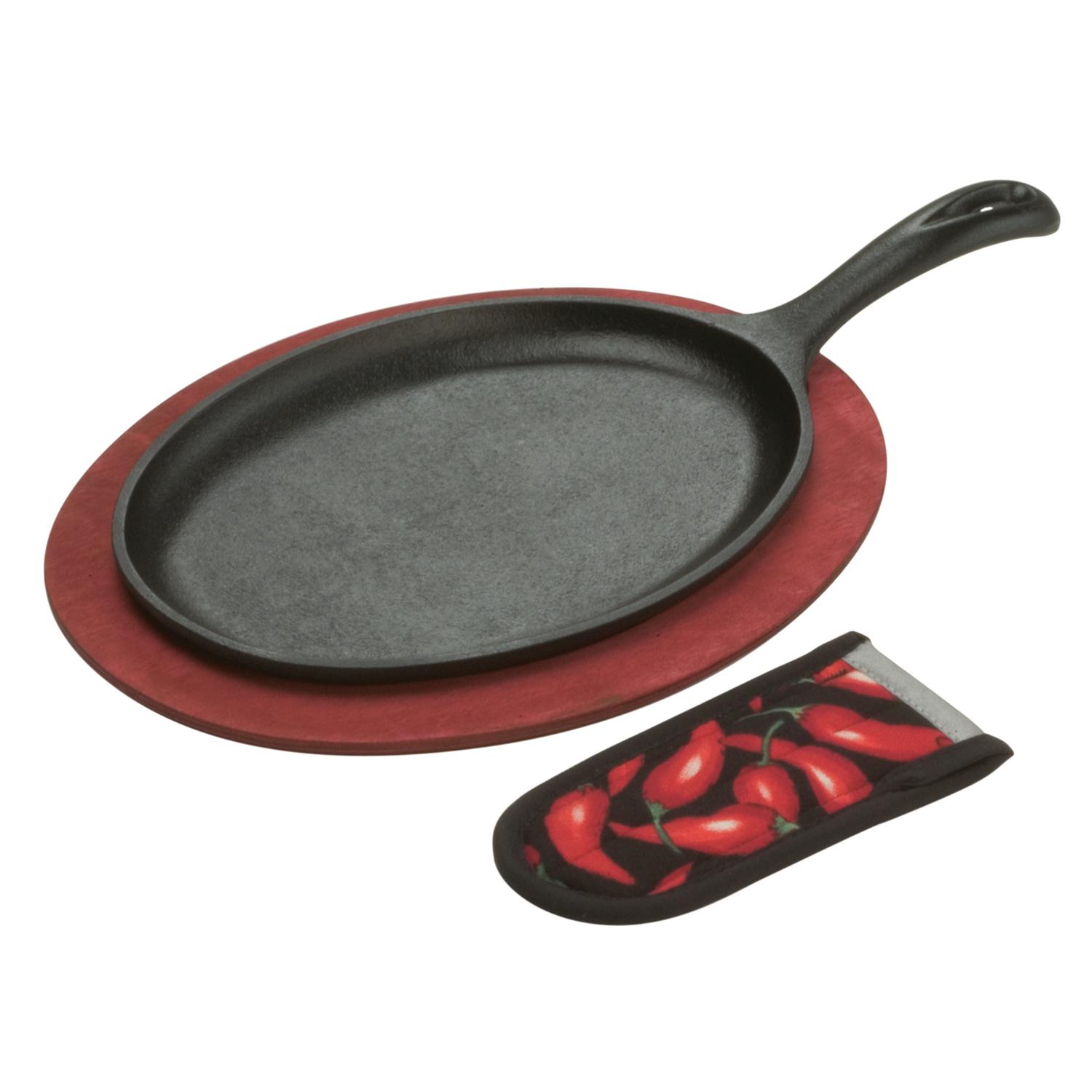 Lodge Cast Iron Fajita Set 5.5 in. 2 pt Black Uae Electronic uaeelectronic.com