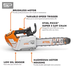 STIHL MSA 220 TC-O 14 in. Light 01 Bar Battery Chainsaw Tool Only Picco Super Chain PS3 3/8 in.