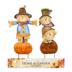 Alpine 35 in. Welcome Pumpkin and Scarecrow Yard Stake