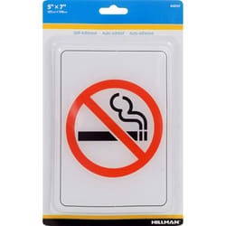 Hillman English White No Smoking Sign 7 in. H X 5 in. W