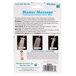 Whedon Blaster Massage Brushed Nickel Nickel 5 settings Wallmount Showerhead 2.5 gpm