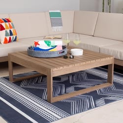 Linon Home Decor Belday Brown Square Wood Modern Coffee Table