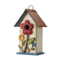Glitzhome 10.25 in. H X 4.75 in. W X 6.25 in. L Metal and Wood Bird House