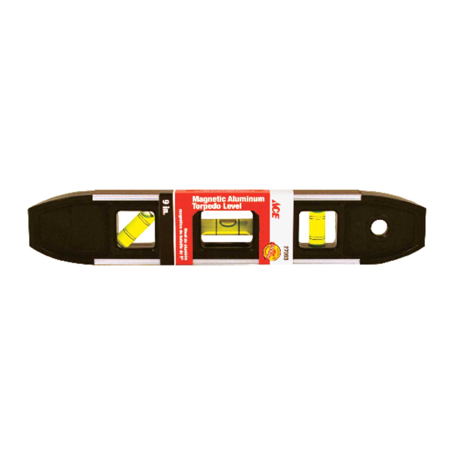Ace 9 in. Aluminum ShockResistant Torpedo Level 3 vial Ace Hardware