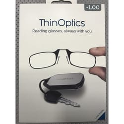 ThinOptics Always With You Black Frame +1.00 Strength Unisex Reading Glasses with Keychain Case