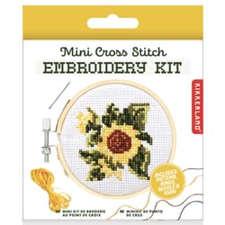 Kikkerland Mini Cross Stitch Sunflower Embroidery Kit Cotton/Polyester Fabric 1 pk