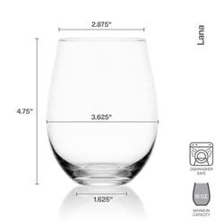 Lifetime Brands Mikasa 18 oz Clear Glass Lana Stemless Wine Glass