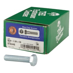 HILLMAN M10-1.50 mm D X 50 mm L Heat Treated Steel Hex Head Cap Screw 30 pk