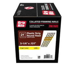 Grip-Rite 3-1/4 in. L X 10-1/4 Ga. Angled Strip Bright Framing Nails 21 deg 2000 pk