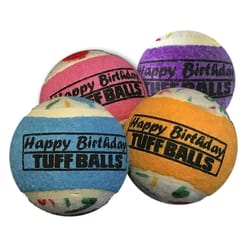 Petsport Assorted Polyster/Rubber Jr. Happy Birthday Tennis Balls 4 pk