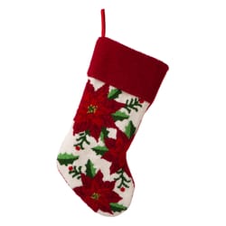 Glitzhome Multicolored Poinsettia Christmas Stocking 0.79 in.