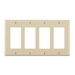 Leviton Almond 4 gang Thermoset Plastic Decorator Wall Plate 1 pk