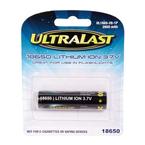 UltraLast Lithium Ion 18650 3.7 V 2600 mAh Rechargeable Battery  UL1865-26-1P 1 pk - Ace Hardware