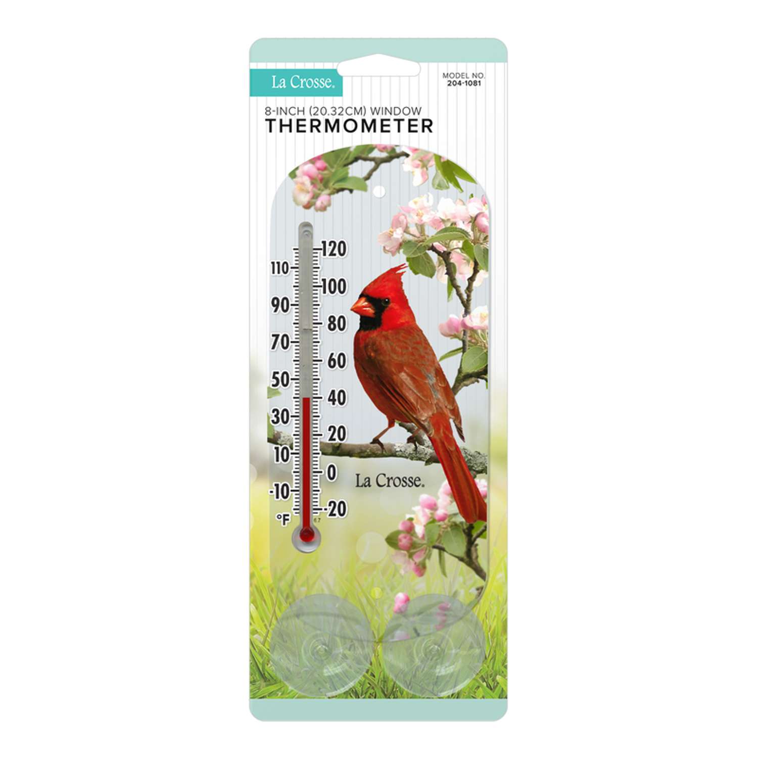 La Crosse Technology Cardinal Window Thermometer Plastic Multicolored 8