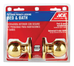 Ace Ball Polished Brass Privacy Lockset 1-3/4 in.