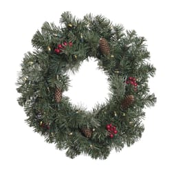 Celebrations 24 in. D LED Prelit Mixed Pine Wreath