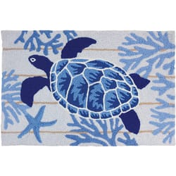 Jellybean 20 in. W X 30 in. L Multi-Color Indigo Sea Turtle Polyester Accent Rug