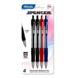 Bazic Products Spencer Assorted Retractable Ball Point Pen 4 pk