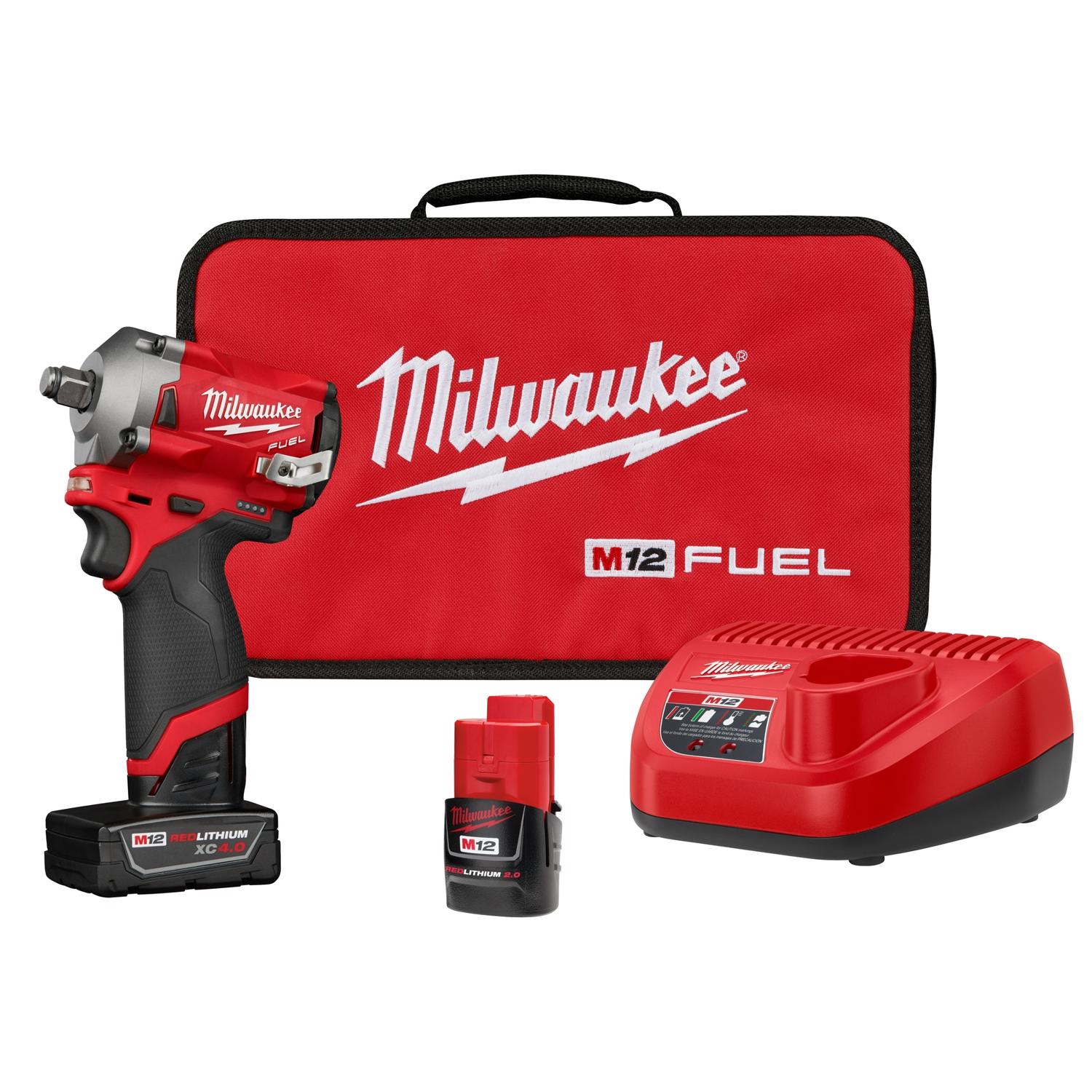 Photos - Drill / Screwdriver Milwaukee M12 FUEL 1/2 in. Cordless Brushless Stubby Impact Wrench Kit (Ba 