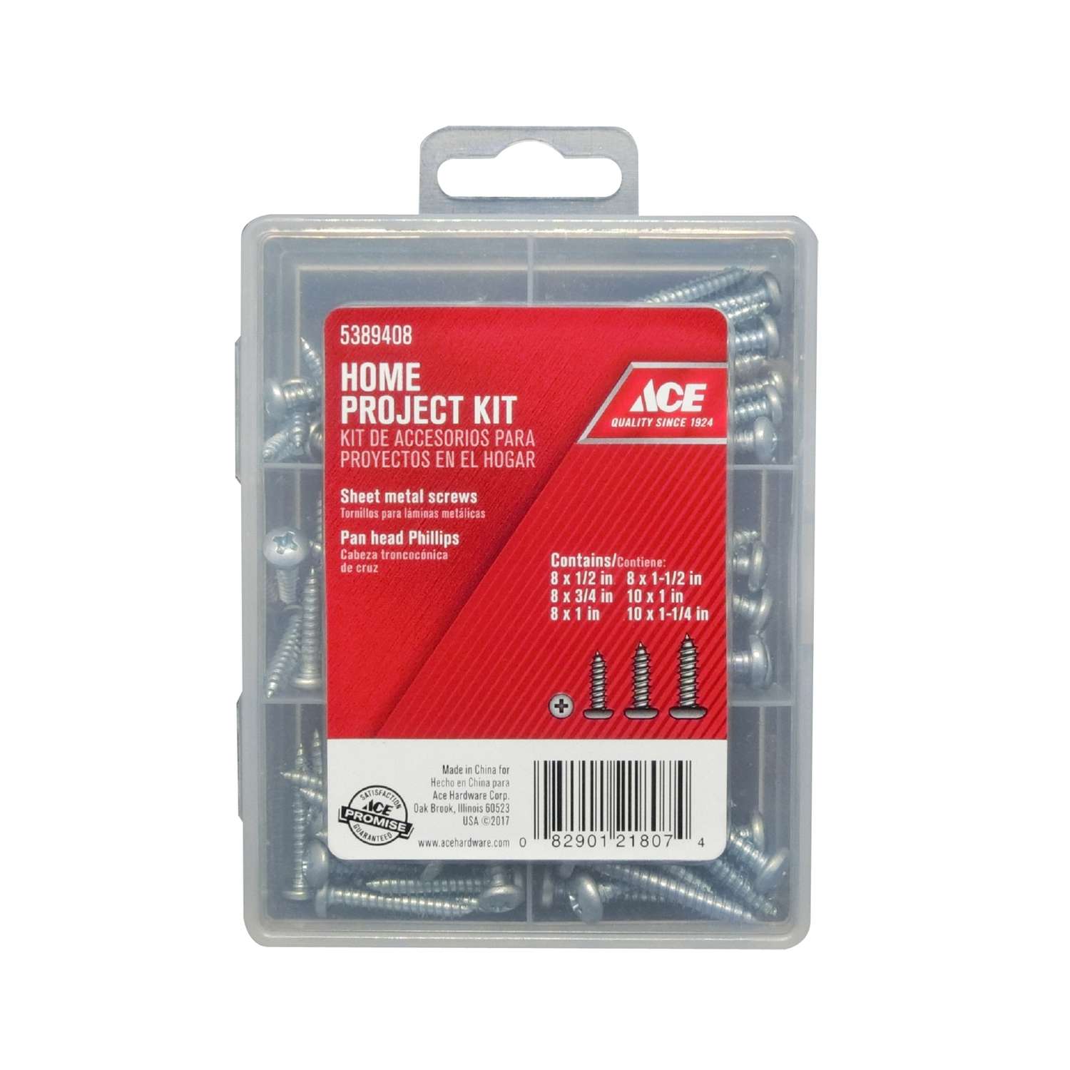 Ace Assorted Sizes x Assorted in. L Phillips Pan Head Steel Sheet Metal Screw Kit 94 pk Ace