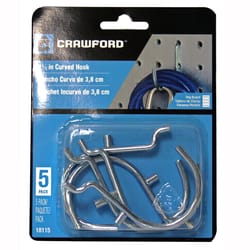 Crawford Zinc Plated Silver Steel 1.5 in. Peg Hooks 5 pk