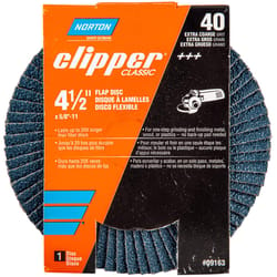 Norton Clipper 4-1/2 in. D X 5/8-11 in. Zirconia Alumina/X-Wt Cotton Flap Disc 40 Grit 1 pk