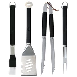 Mr. Bar-B-Q Stainless Steel Black/Silver Grill Tool Set 4 pc