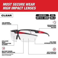 Milwaukee Tool Impact-Resistant Safety Glasses Clear Lens Black/Red Frame 1 pk