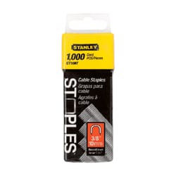 Stanley T25 3/8 in. L 20 Ga. Round Crown Cable Staples 1000 pk
