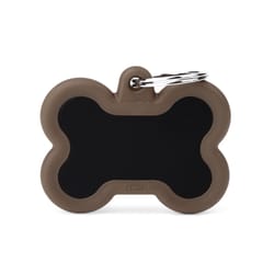 MyFamily Hushtag Black/Brown Bone Aluminum Dog Pet Tags Medium