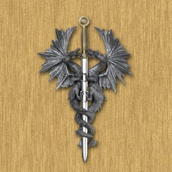 Dragon Crest 12 in. H X 3 in. W X 9.5 in. L Gothic Dragon Dagger Poly Resin Decorative Wall Hanging