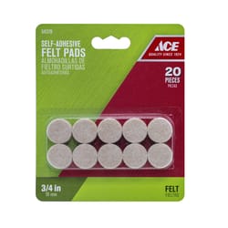 Ace Felt Self Adhesive Pad Brown Round 3/4 in. W 20 pk