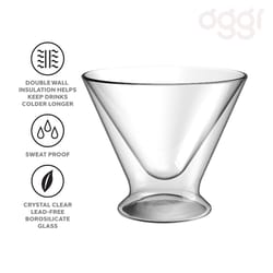 OGGI 10 oz Clear Borosilicate Glass Martini Glass