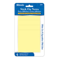 Bazic Products 3 in. W X 3 in. L Yellow Sticky Notes 4 pad