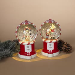 Gerson LED Red/White Holiday B/O Lighted Spinning Indoor Christmas Decor 7.5 in.