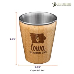 Totally Bamboo 2 oz Brown/Silver Stainless Steel/Wood Iowa Shot Glass