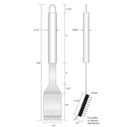 Siskiyou Sports NFL Grill Brush with Scraper 2.5 in. H X 16 in. L X 0.54 in. W 1 pk
