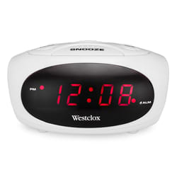 Westclox White Alarm Clock Digital Plug-In