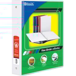 Bazic Products 1-1/2 in. W X 10.39 in. L 3-Ring White View Binder