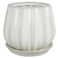 Trendspot Contour 7.28 in. H X 8 in. W X 8 in. D X 8 in. D Ceramic Planter White